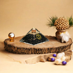 Shungite Om Orgone Crystal Stone Pyramid