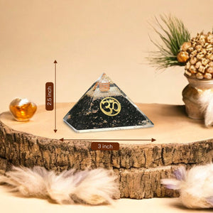 Shungite Om Orgone Crystal Stone Pyramid
