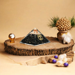 Shungite Tree of Life Orgone Crystal Pyramid