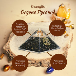 Shungite Tree of Life Orgone Crystal Pyramid