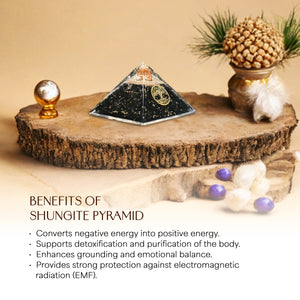 Shungite Tree of Life Orgone Crystal Pyramid