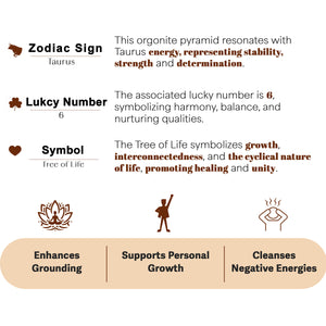 Shungite Tree of Life Orgone Crystal Pyramid