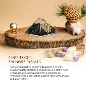 Shungite Flower of Life Orgone Crystal Pyramid