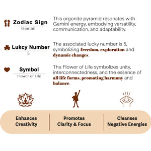 Shungite Flower of Life Orgone Crystal Pyramid