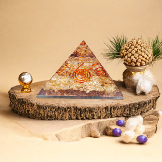 Citrine Copper Coil Orgone Crystal Pyramid