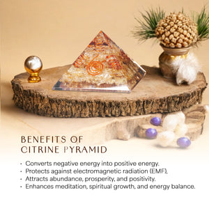 Citrine Copper Coil Orgone Crystal Pyramid
