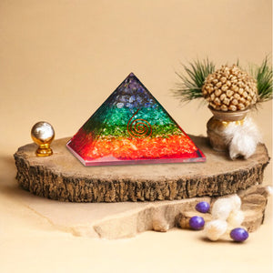 Seven Chakra and Onyx Orgone Crystal Pyramid