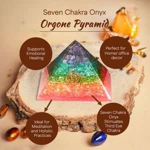 Seven Chakra and Onyx Orgone Crystal Pyramid