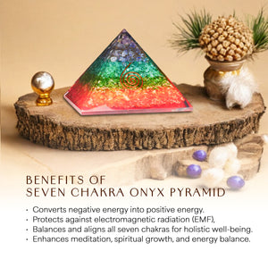 Seven Chakra and Onyx Orgone Crystal Pyramid