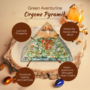 Green Aventurine Copper Coil Orgone Crystal Pyramid