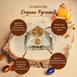 Amazonite Orgone Healing Crystal Pyramid