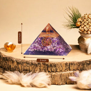Amethyst Copper Coil Orgone Crystal Pyramid For Protection