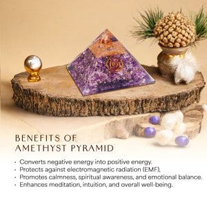 Amethyst Copper Coil Orgone Crystal Pyramid For Protection