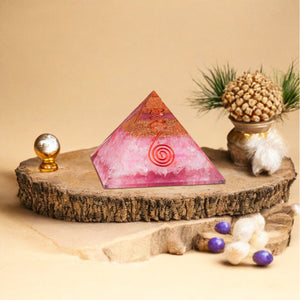 Rose Quartz Copper Coil Orgone Crystal Pyramid