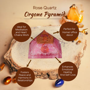 Rose Quartz Copper Coil Orgone Crystal Pyramid