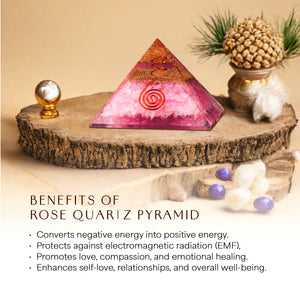 Rose Quartz Copper Coil Orgone Crystal Pyramid