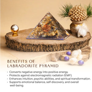 Labradorite Copper Coil Orgone Crystal Pyramid