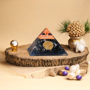 Black Tourmaline Flower Of Life Orgone Crystal Pyramid