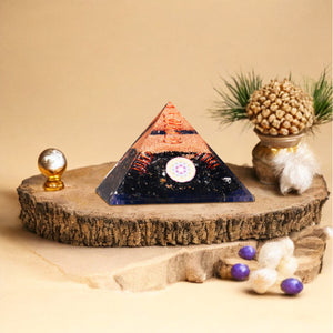 Black Tourmaline Golden Flower of Life Orgone Pyramid For Healing