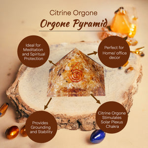 Healing Citrine Orgone Crystal Stone Pyramid