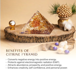 Healing Citrine Orgone Crystal Stone Pyramid