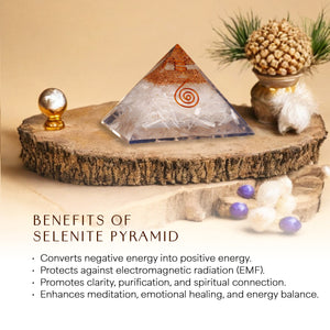 Selenite Copper Coil Orgone Crystal Pyramid