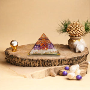 Clear Quartz and Amethyst Orgone Crystal Pyramid
