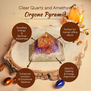 Clear Quartz and Amethyst Orgone Crystal Pyramid