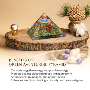 Green aventurine Flower of Life Orgone Crystal Pyramid