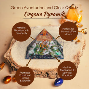 Green Aventurine and Clear Quartz Orgone Pyramid
