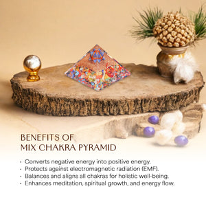 Mix Chakra Merkaba Orgone Healing Crystal Stone Pyramid