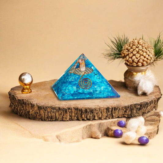 Blue Onyx Copper Coil Orgone Crystal Pyramid