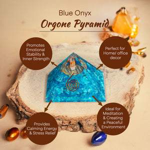 Blue Onyx Copper Coil Orgone Crystal Pyramid