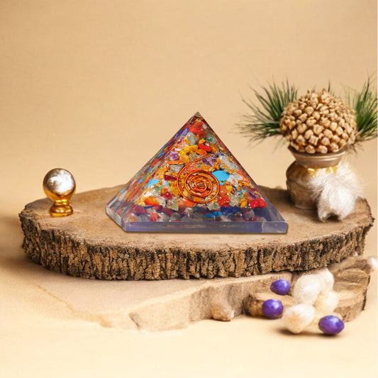 Seven Chakra Copper Coil Orgone Pyramid For Balance Energy