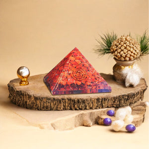 Red Jasper With Copper Coil Orgone Healing Crystal Pyramid