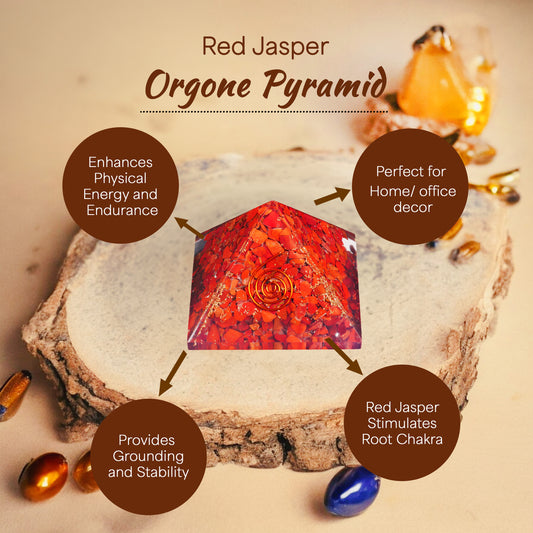 Red Jasper With Copper Coil Orgone Healing Crystal Pyramid