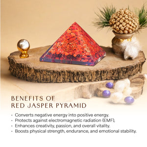 Red Jasper With Copper Coil Orgone Healing Crystal Pyramid