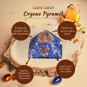 Lapis Lazuli Copper Coil Orgone Crystal Pyramid