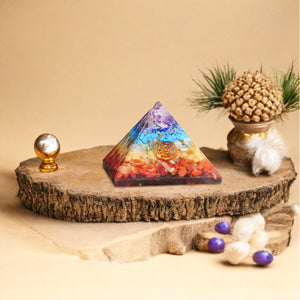Seven Chakra Orgone Crystal Pyramid For Positivity