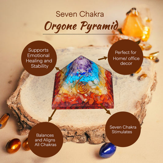 Seven Chakra Orgone Crystal Pyramid For Positivity