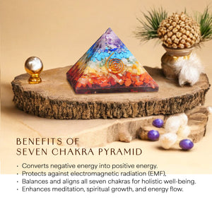 Seven Chakra Orgone Crystal Pyramid For Positivity