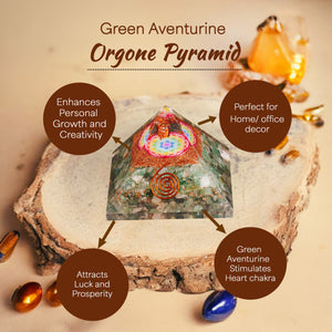 Green Aventurine Merkaba Orgone Crystal Pyramid