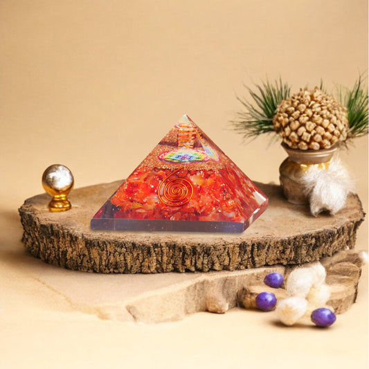 Red Jasper Copper Coil Orgone Crystal Stone Pyramid