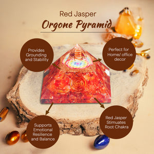 Red Jasper Copper Coil Orgone Crystal Stone Pyramid