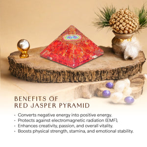 Red Jasper Copper Coil Orgone Crystal Stone Pyramid