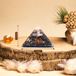 Black Tourmaline Chakra Flower Orgone Pyramid