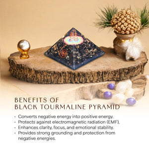 Black Tourmaline Chakra Flower Orgone Pyramid