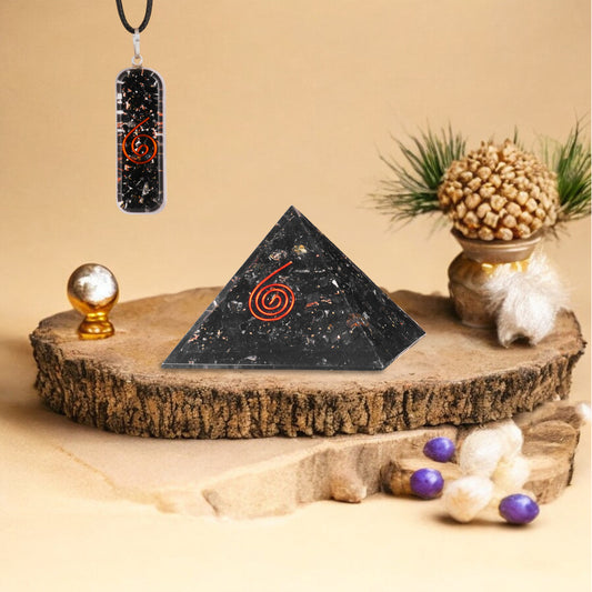 Black Tourmaline Copper Coil Orgone Pyramid