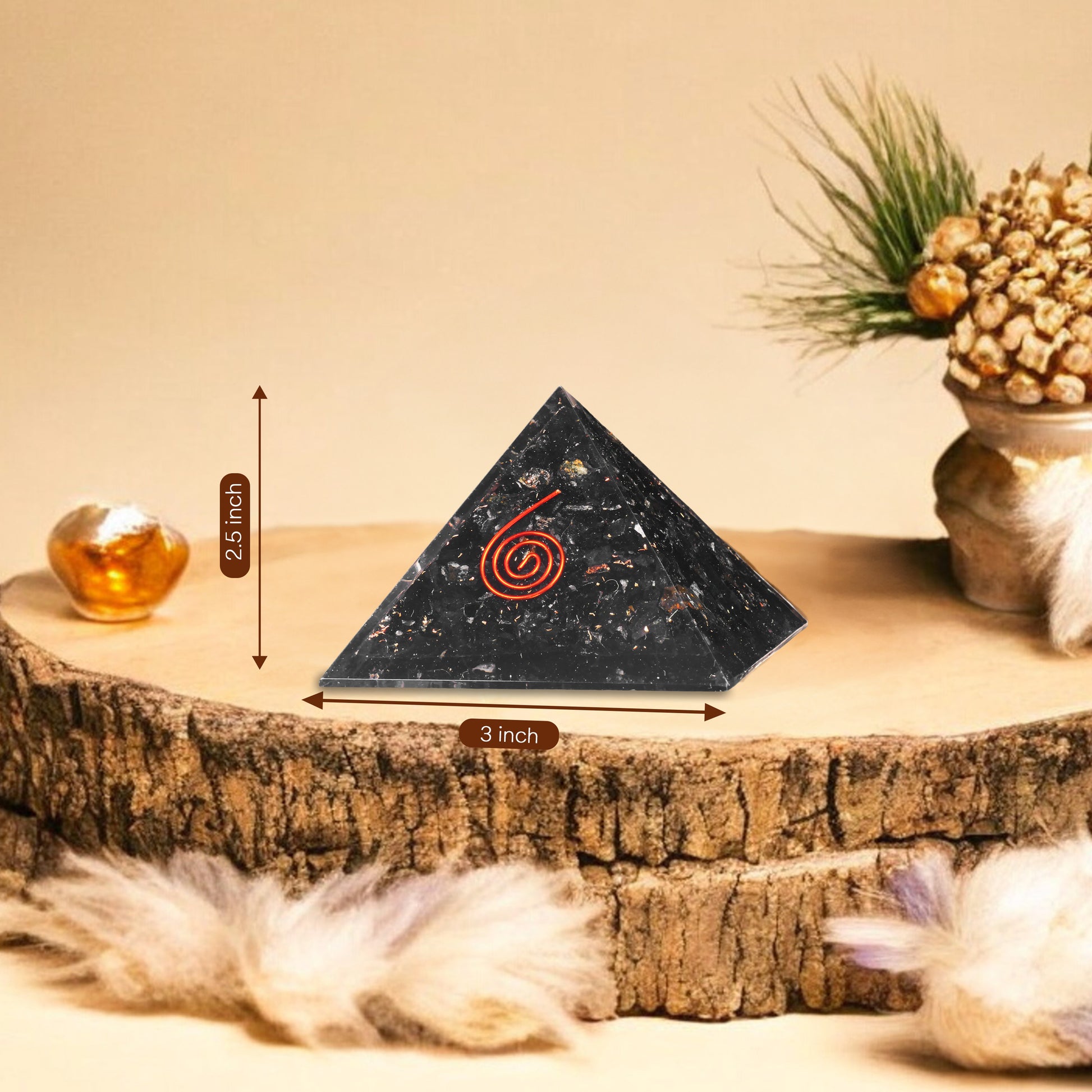 Black Tourmaline Copper Coil Orgone Pyramid