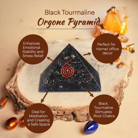 Black Tourmaline Copper Coil Orgone Pyramid
